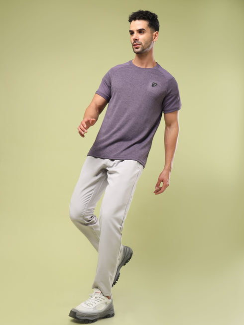 Men Solid Slim Fit Crew Neck T-shirt with DOUBLE COOL