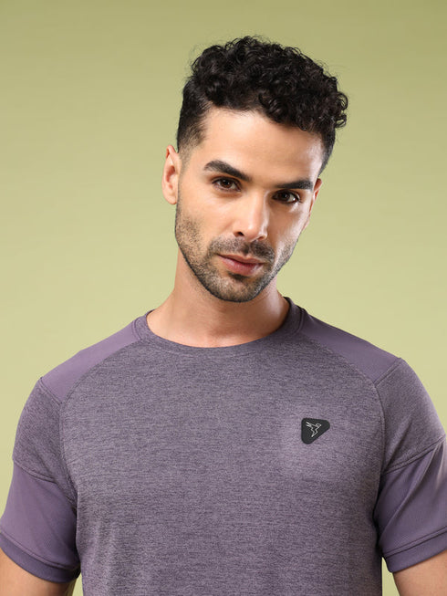 Men Solid Slim Fit Crew Neck T-shirt with DOUBLE COOL