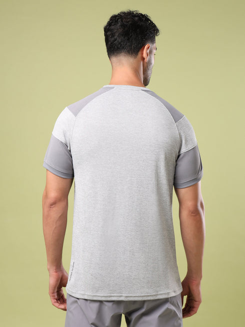Men Solid Slim Fit Crew Neck T-shirt with DOUBLE COOL
