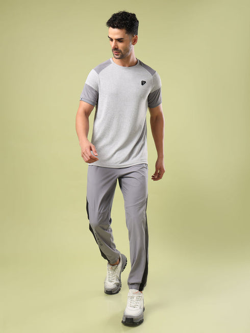 Men Solid Slim Fit Crew Neck T-shirt with DOUBLE COOL