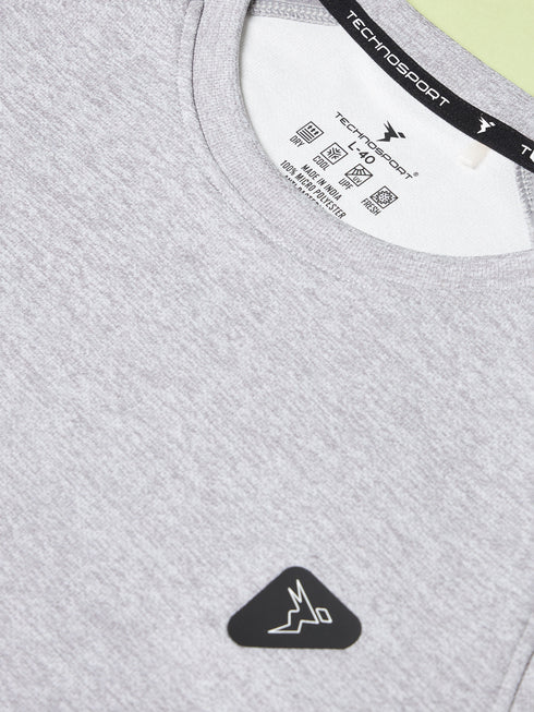 Men Solid Slim Fit Crew Neck T-shirt with DOUBLE COOL