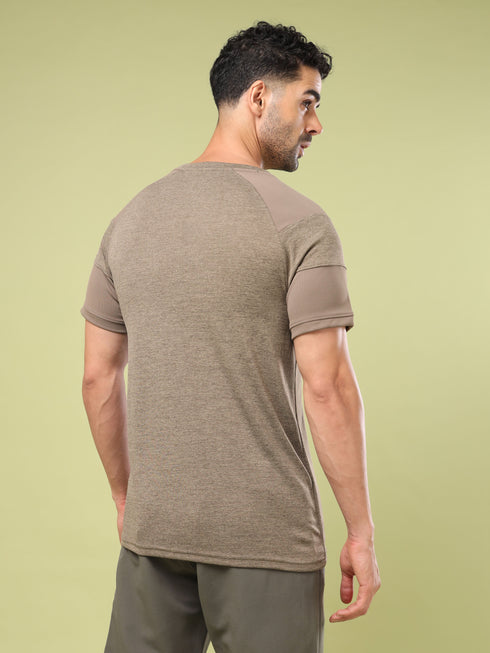 Men Solid Slim Fit Crew Neck T-shirt with DOUBLE COOL
