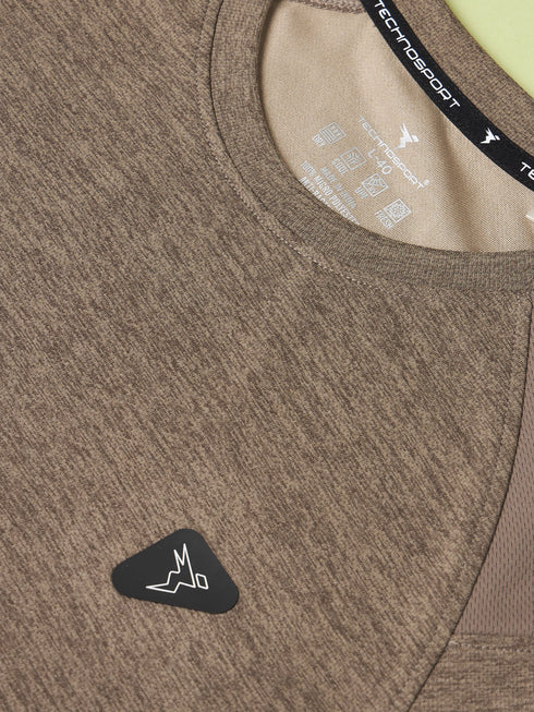 Men Solid Slim Fit Crew Neck T-shirt with DOUBLE COOL