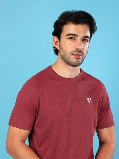 Men Solid Slim Fit Crew Neck T-shirt with DOUBLE COOL