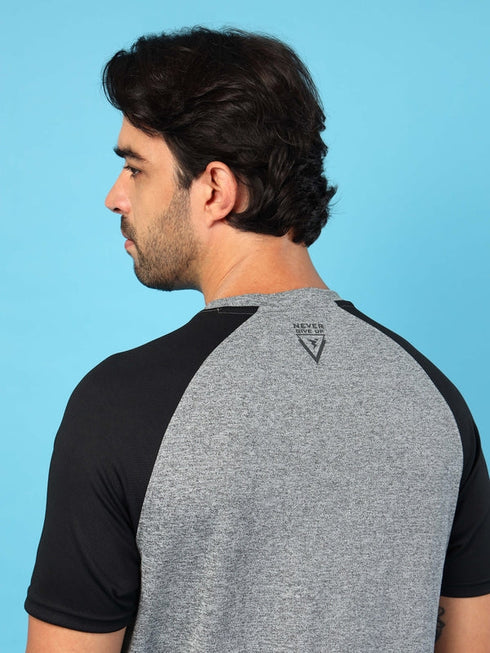 Men Solid Slim Fit Crew Neck T-shirt with DOUBLE COOL