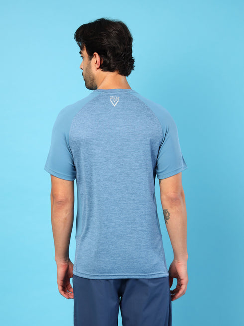 Men Solid Slim Fit Crew Neck T-shirt with DOUBLE COOL