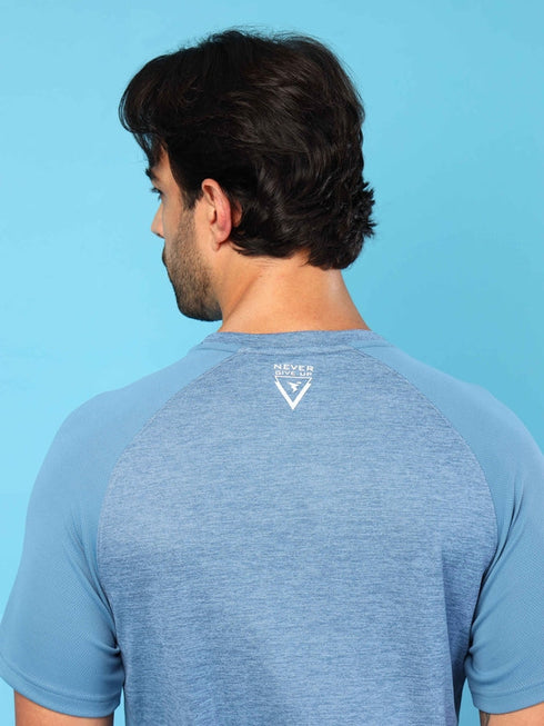 Men Solid Slim Fit Crew Neck T-shirt with DOUBLE COOL