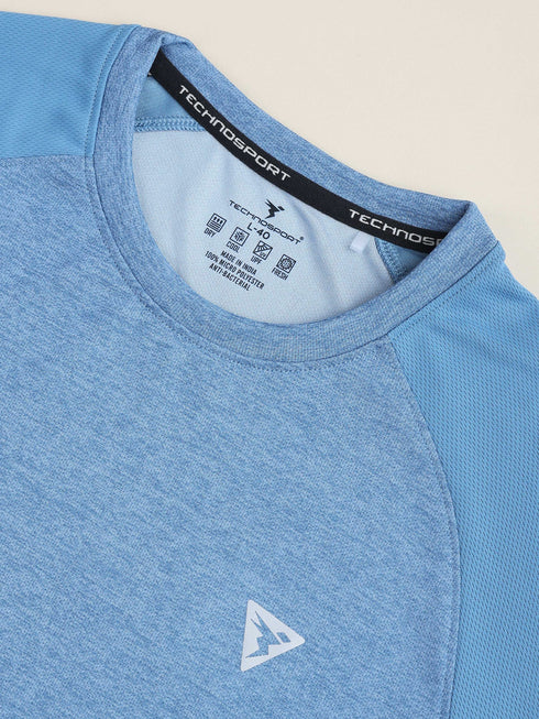 Men Solid Slim Fit Crew Neck T-shirt with DOUBLE COOL
