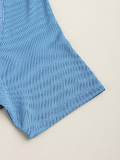 Men Solid Slim Fit Crew Neck T-shirt with DOUBLE COOL