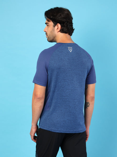 Men Solid Slim Fit Crew Neck T-shirt with DOUBLE COOL