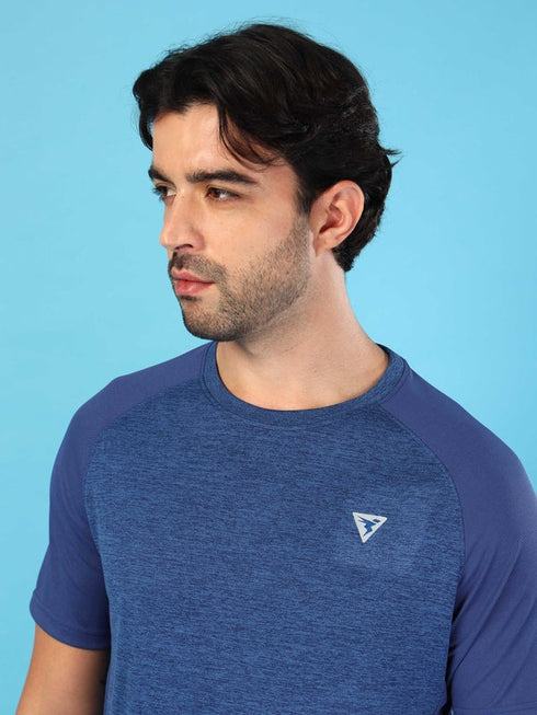 Men Solid Slim Fit Crew Neck T-shirt with DOUBLE COOL