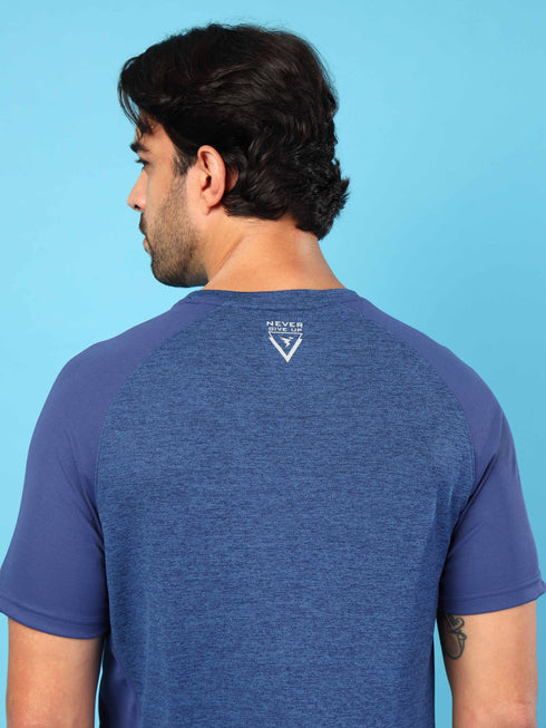 Men Solid Slim Fit Crew Neck T-shirt with DOUBLE COOL