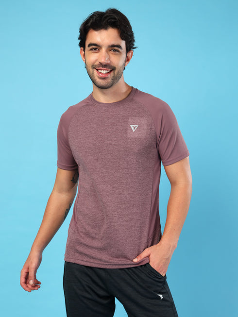 Men Solid Slim Fit Crew Neck T-shirt with DOUBLE COOL
