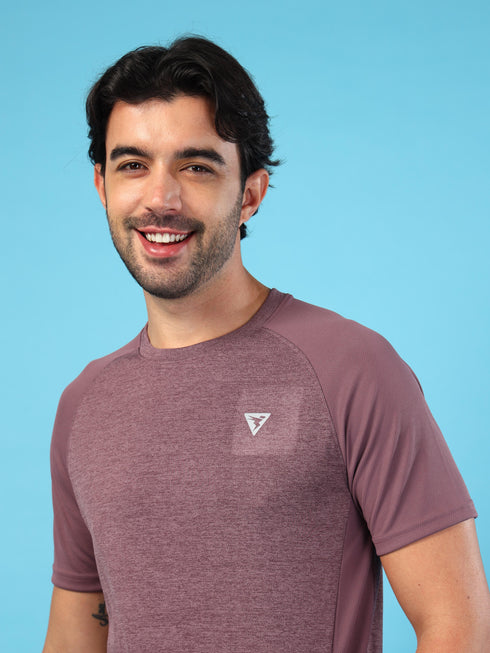 Men Solid Slim Fit Crew Neck T-shirt with DOUBLE COOL
