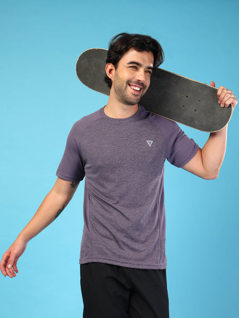 Men Solid Slim Fit Crew Neck T-shirt with DOUBLE COOL