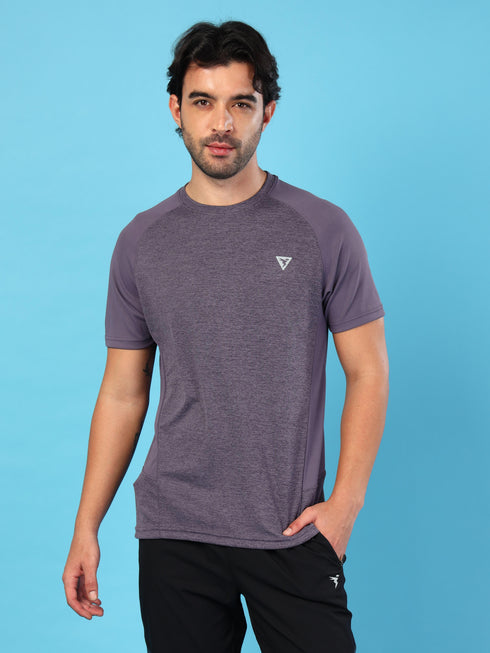 Men Solid Slim Fit Crew Neck T-shirt with DOUBLE COOL