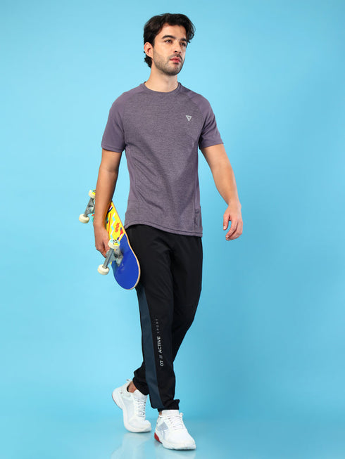 Men Solid Slim Fit Crew Neck T-shirt with DOUBLE COOL