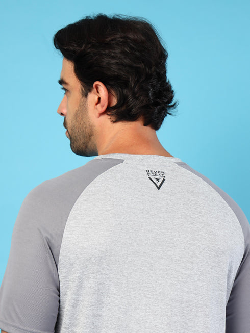 Men Solid Slim Fit Crew Neck T-shirt with DOUBLE COOL