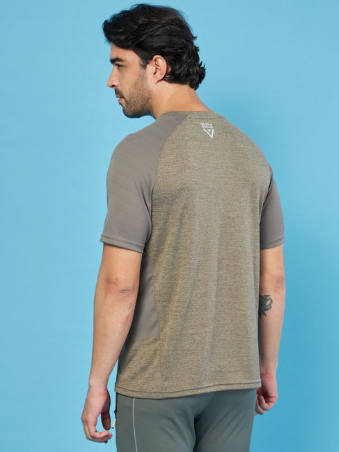 Men Solid Slim Fit Crew Neck T-shirt with DOUBLE COOL