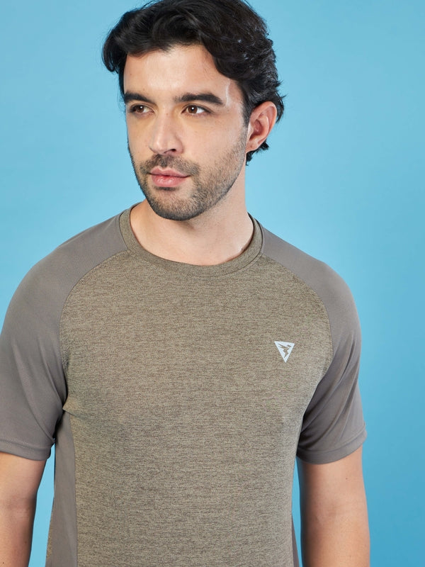 Men Solid Slim Fit Crew Neck T-shirt with DOUBLE COOL
