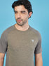 Men Solid Slim Fit Crew Neck T-shirt with DOUBLE COOL