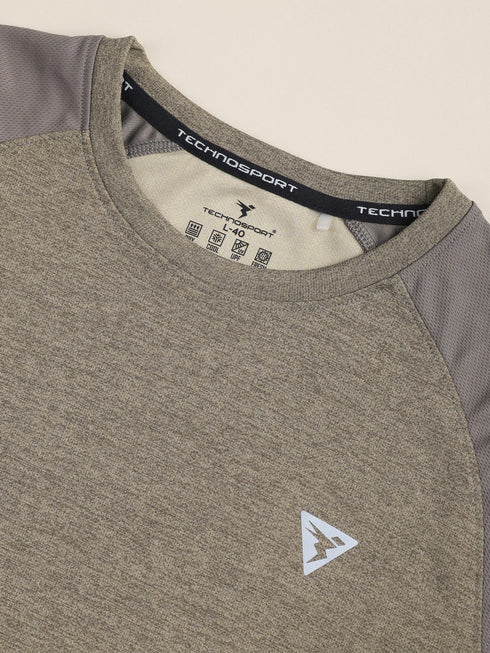 Men Solid Slim Fit Crew Neck T-shirt with DOUBLE COOL