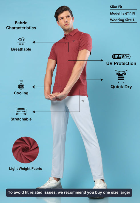 Men Solid Slim Fit Polo T-shirt with MATPIQ