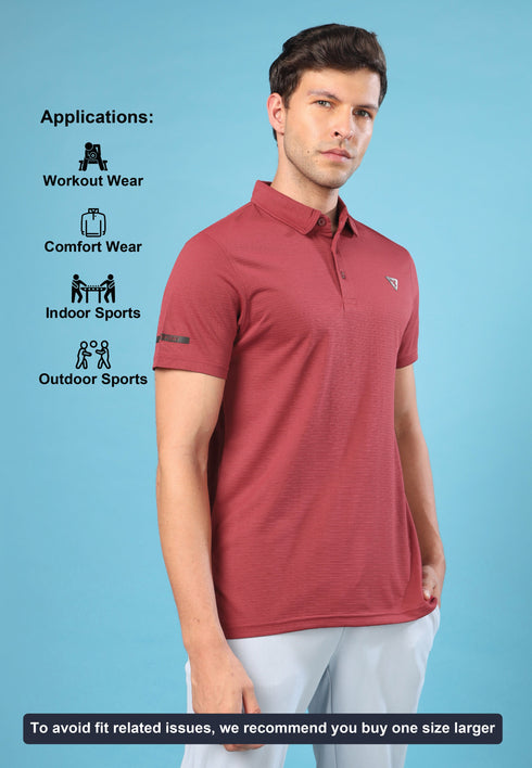 Men Solid Slim Fit Polo T-shirt with MATPIQ
