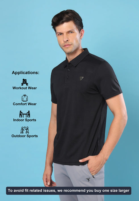 Men Solid Slim Fit Polo T-shirt with MATPIQ