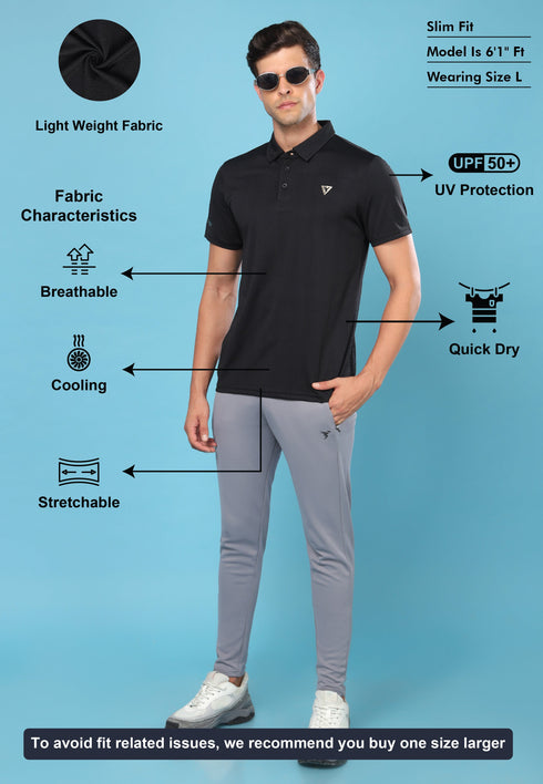 Men Solid Slim Fit Polo T-shirt with MATPIQ