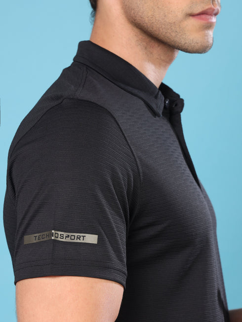 Men Solid Slim Fit Polo T-shirt with MATPIQ