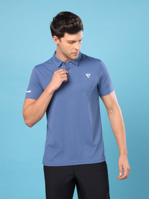 Men Solid Slim Fit Polo T-shirt with MATPIQ
