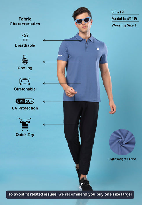 Men Solid Slim Fit Polo T-shirt with MATPIQ