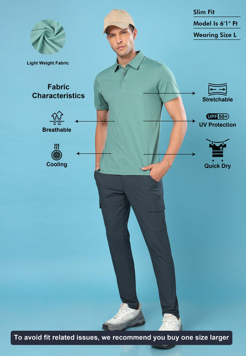 Men Solid Slim Fit Polo T-shirt with MATPIQ