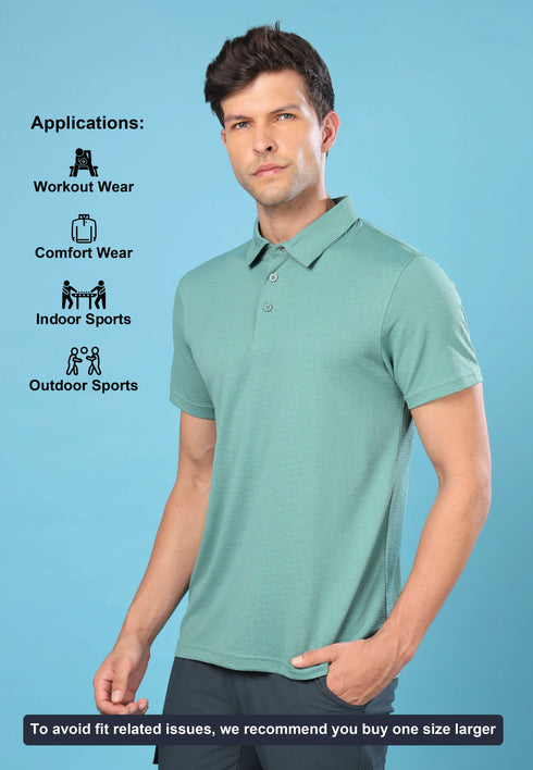 Men Solid Slim Fit Polo T-shirt with MATPIQ