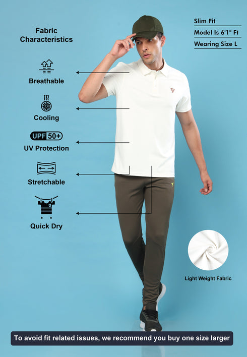 Men Solid Slim Fit Polo T-shirt with MATPIQ
