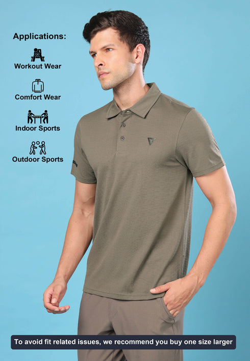 Men Solid Slim Fit Polo T-shirt with MATPIQ