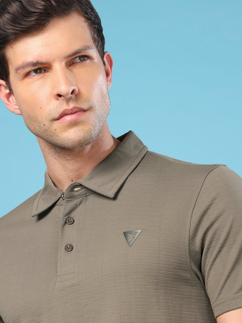 Men Solid Slim Fit Polo T-shirt with MATPIQ
