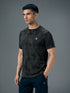 Men Self Design Slim Fit Crew Neck T-shirt with DOUBLE COOL