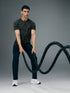 Men Self Design Slim Fit Crew Neck T-shirt with DOUBLE COOL