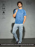 Men Self Design Slim Fit Crew Neck T-shirt with DOUBLE COOL