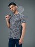 Men Self Design Slim Fit Crew Neck T-shirt with DOUBLE COOL