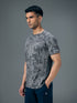 Men Self Design Slim Fit Crew Neck T-shirt with DOUBLE COOL