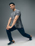 Men Self Design Slim Fit Crew Neck T-shirt with DOUBLE COOL