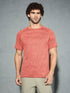 Men Self Design Slim Fit Crew Neck T-shirt with DOUBLE COOL