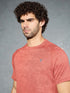 Men Self Design Slim Fit Crew Neck T-shirt with DOUBLE COOL