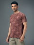 Men Self Design Slim Fit Crew Neck T-shirt with DOUBLE COOL