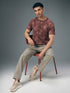 Men Self Design Slim Fit Crew Neck T-shirt with DOUBLE COOL