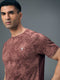 Men Self Design Slim Fit Crew Neck T-shirt with DOUBLE COOL