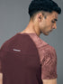 Men Self Design Slim Fit Crew Neck T-shirt with DOUBLE COOL